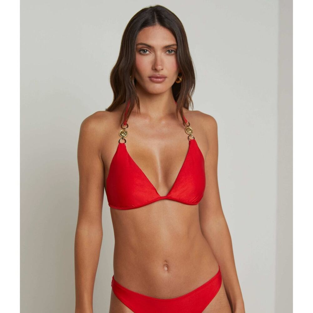 L'AGENCE Annabelle Shimmer Triangle Bikini Top Size Small